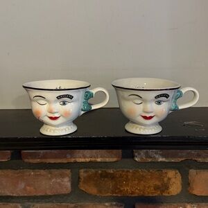 Baileys Winking Face Coffee Mugs- White and Green